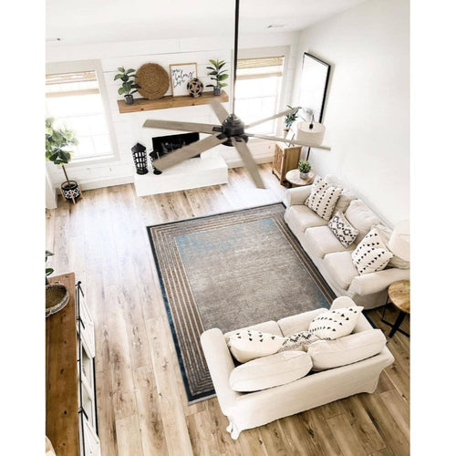 Machine Made Area Rug – Beige Frame Style Carpet by Dolce Vita, Non Slip Flatweave