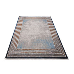 Machine Made Area Rug – Beige Frame Style Carpet by Dolce Vita, Non Slip Flatweave