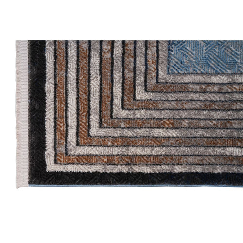 Machine Made Area Rug – Beige Frame Style Carpet by Dolce Vita, Non Slip Flatweave