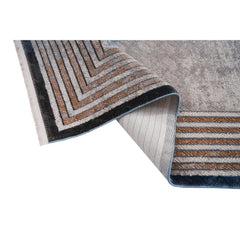Machine Made Area Rug – Beige Frame Style Carpet by Dolce Vita, Non Slip Flatweave