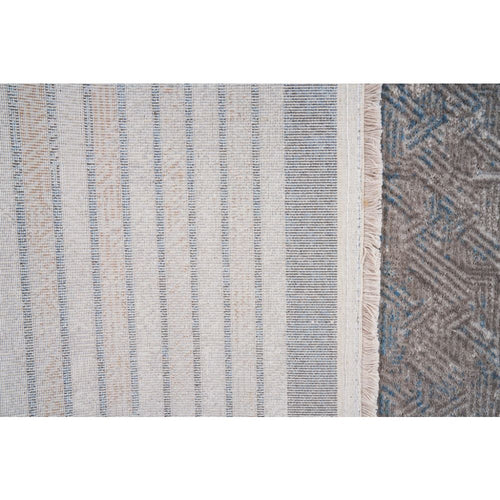 Machine Made Area Rug – Beige Frame Style Carpet by Dolce Vita, Non Slip Flatweave