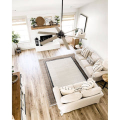 Beige Area Rug – Machine Made Flatweave Rug With Ethnic Pattern And Non Slip Backing