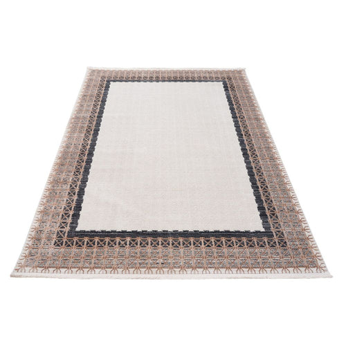 Beige Area Rug – Machine Made Flatweave Rug With Ethnic Pattern And Non Slip Backing
