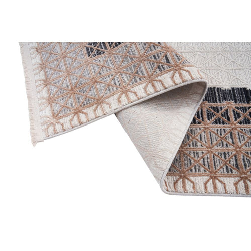 Beige Area Rug – Machine Made Flatweave Rug With Ethnic Pattern And Non Slip Backing