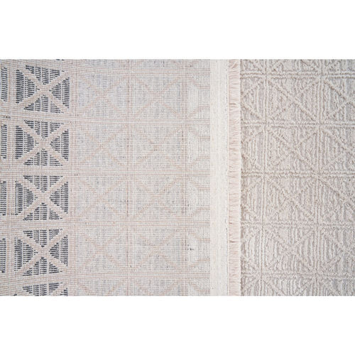 Beige Area Rug – Machine Made Flatweave Rug With Ethnic Pattern And Non Slip Backing