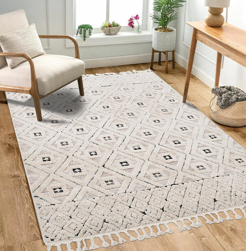 Classic Area Rug – Machine Made Black Rug with Soft Texture & Anti Slip