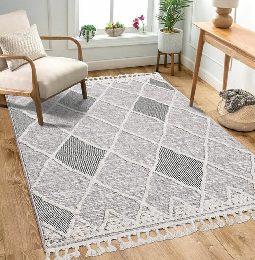 Machine Made Area Rug – Classic Grey 17 mm Pile Height Soft Texture Carpet