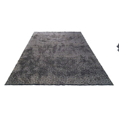 Chenille Yarn Area Rug - Durable Machine Made Rug | Anthracite Geometric Flatweave