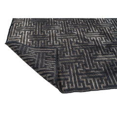 Chenille Yarn Area Rug - Durable Machine Made Rug | Anthracite Geometric Flatweave