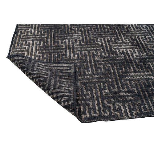 Chenille Yarn Area Rug - Durable Machine Made Rug | Anthracite Geometric Flatweave