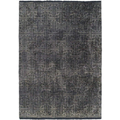 Chenille Yarn Area Rug - Durable Machine Made Rug | Anthracite Geometric Flatweave