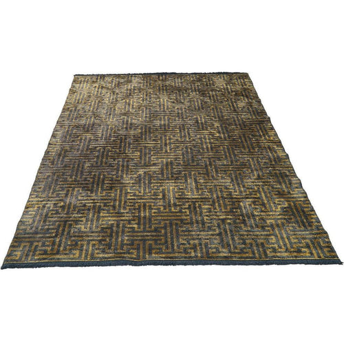 Chenille Yarn Area Rug | Gold Geometric Machine Made Rug by Dolce Vita