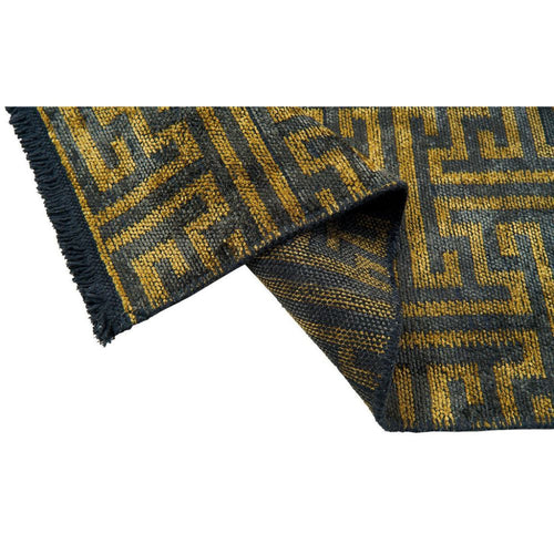Chenille Yarn Area Rug | Gold Geometric Machine Made Rug by Dolce Vita