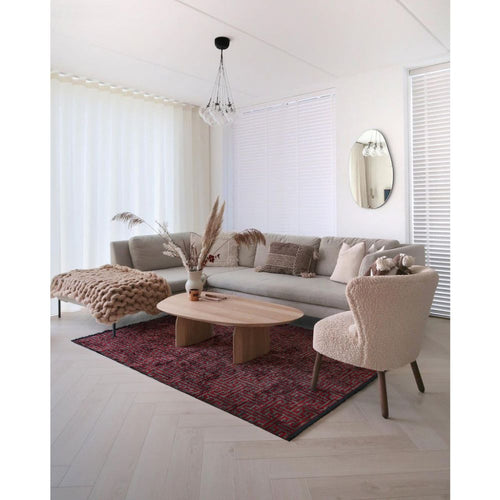 Red Geometric Area Rug - Chenille Yarn Machine Made Durable Floor Covering by Dolce Vita