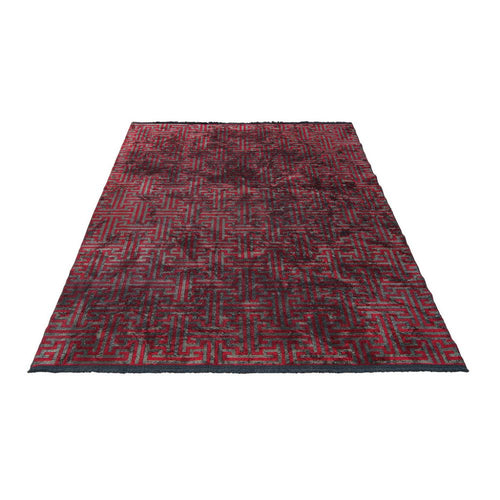 Red Geometric Area Rug - Chenille Yarn Machine Made Durable Floor Covering by Dolce Vita
