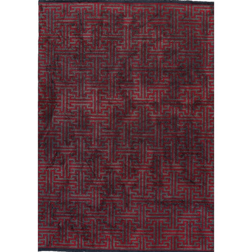Red Geometric Area Rug - Chenille Yarn Machine Made Durable Floor Covering by Dolce Vita