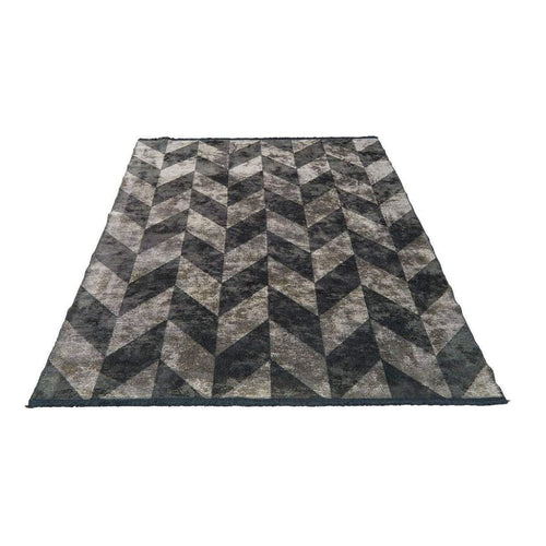 Chenille Yarn Area Rug – Anthracite Geometric Machine Made Rug by Dolce Vita