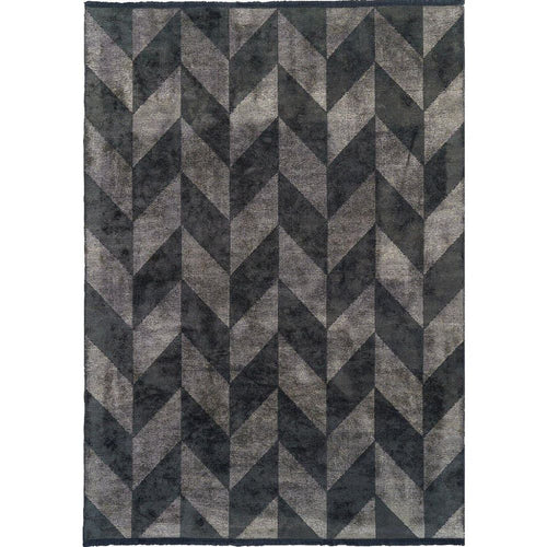 Chenille Yarn Area Rug – Anthracite Geometric Machine Made Rug by Dolce Vita