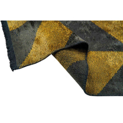 Chenille Yarn Area Rug – Gold Geometric Flatweave Carpet by Dolce Vita