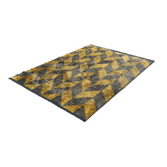 Chenille Yarn Area Rug – Gold Geometric Flatweave Carpet by Dolce Vita