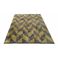 Chenille Yarn Area Rug – Gold Geometric Flatweave Carpet by Dolce Vita