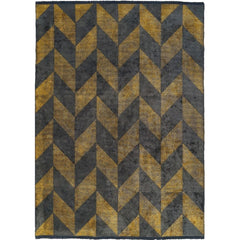 Chenille Yarn Area Rug – Gold Geometric Flatweave Carpet by Dolce Vita