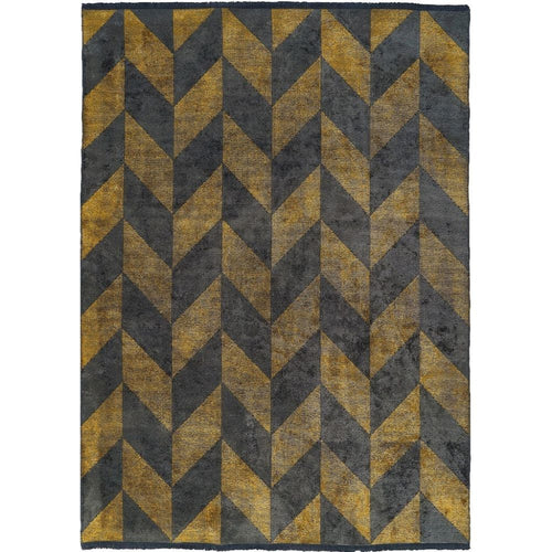 Chenille Yarn Area Rug – Gold Geometric Flatweave Carpet by Dolce Vita