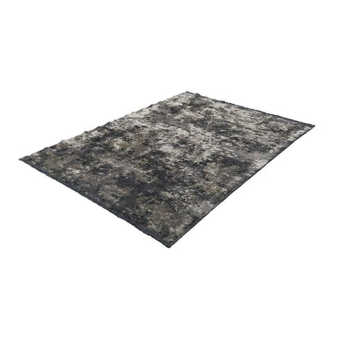 Chenille Yarn Area Rug – Modern Anthracite Flatweave Machine Made Floor Covering