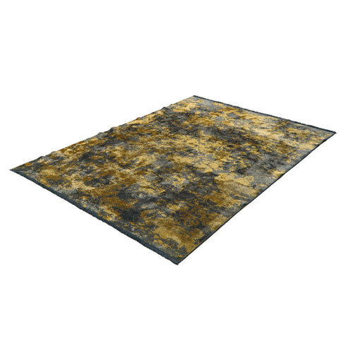 Modern Chenille Area Rug – Gold Machine Made Rug with Anti Slip Pad