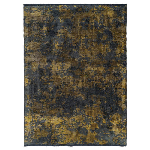 Modern Chenille Area Rug – Gold Machine Made Rug with Anti Slip Pad