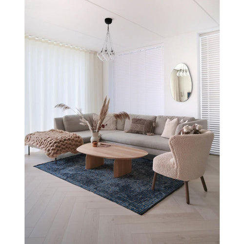 Chenille Yarn Area Rug – Navy Geometric Flatweave Machine Made Rug by Dolce Vita