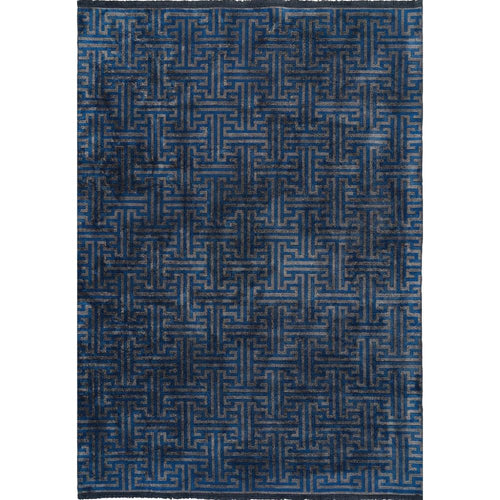 Chenille Yarn Area Rug – Navy Geometric Flatweave Machine Made Rug by Dolce Vita