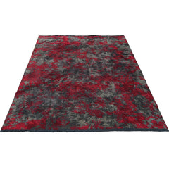 Modern Chenille Area Rug - Machine Made Red Rug for Stylish Living Room Decor
