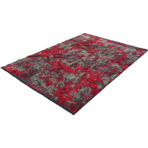 Modern Chenille Area Rug - Machine Made Red Rug for Stylish Living Room Decor