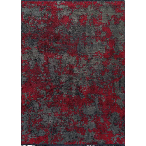 Modern Chenille Area Rug - Machine Made Red Rug for Stylish Living Room Decor