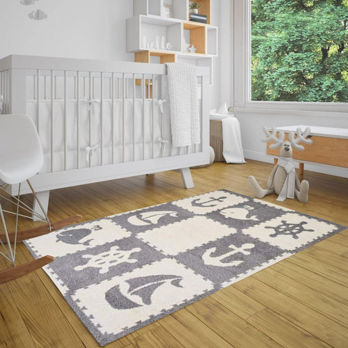 Grey Area Rug – Machine Made Micropolyester Carpet | Durable High Pile Floor Covering