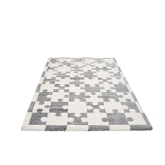Grey Area Rug - Machine Made Micropolyester Carpet With High Pile & No Fringe