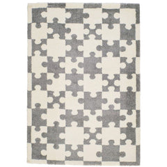 Grey Area Rug - Machine Made Micropolyester Carpet With High Pile & No Fringe