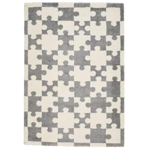 Grey Area Rug - Machine Made Micropolyester Carpet With High Pile & No Fringe