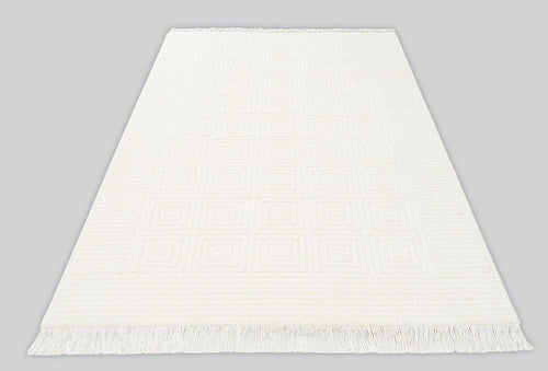 Geometric Area Rug – Machine Made Cream Rug with Soft 21 mm Pile Height