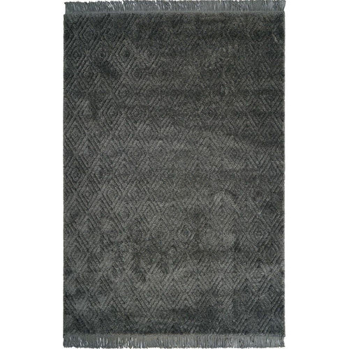 Grey Geometric Area Rug – Machine Made Polypropylene Carpet with Soft Pile
