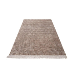 Machine Made Area Rug - Geometric Mink Color Carpet With Soft Texture & 21mm Pile Height
