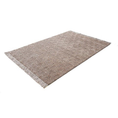 Machine Made Area Rug - Geometric Mink Color Carpet With Soft Texture & 21mm Pile Height
