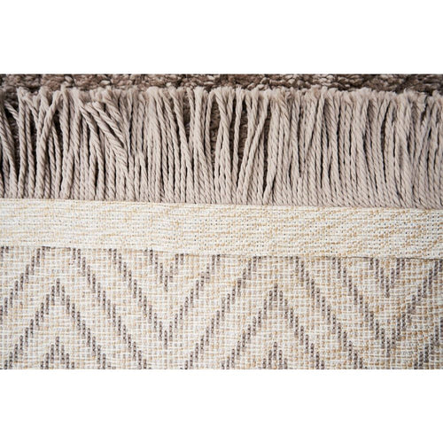 Machine Made Area Rug - Geometric Mink Color Carpet With Soft Texture & 21mm Pile Height