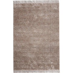 Machine Made Area Rug - Geometric Mink Color Carpet With Soft Texture & 21mm Pile Height
