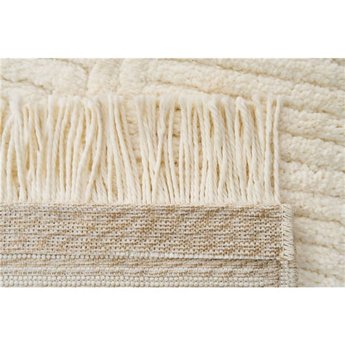 Machine Made Area Rug – Cream Geometric Polypropylene Carpet With Soft Pile