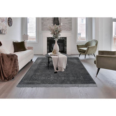 Grey Geometric Area Rug – Machine Made Polyp Rug with 21 mm Pile Height