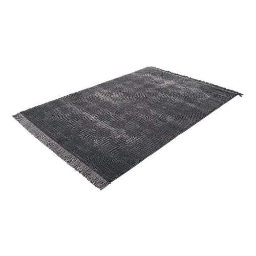 Grey Geometric Area Rug – Machine Made Polyp Rug with 21 mm Pile Height