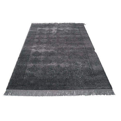 Grey Geometric Area Rug – Machine Made Polyp Rug with 21 mm Pile Height