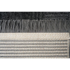 Grey Geometric Area Rug – Machine Made Polyp Rug with 21 mm Pile Height